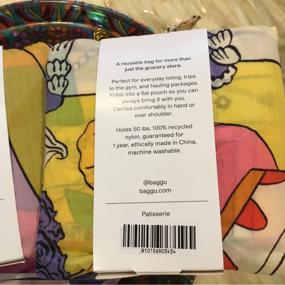 Nwt 2 Piece Bundle Baggu Tote Bags Standard Size Patisserie & Apples And Bananas View 3